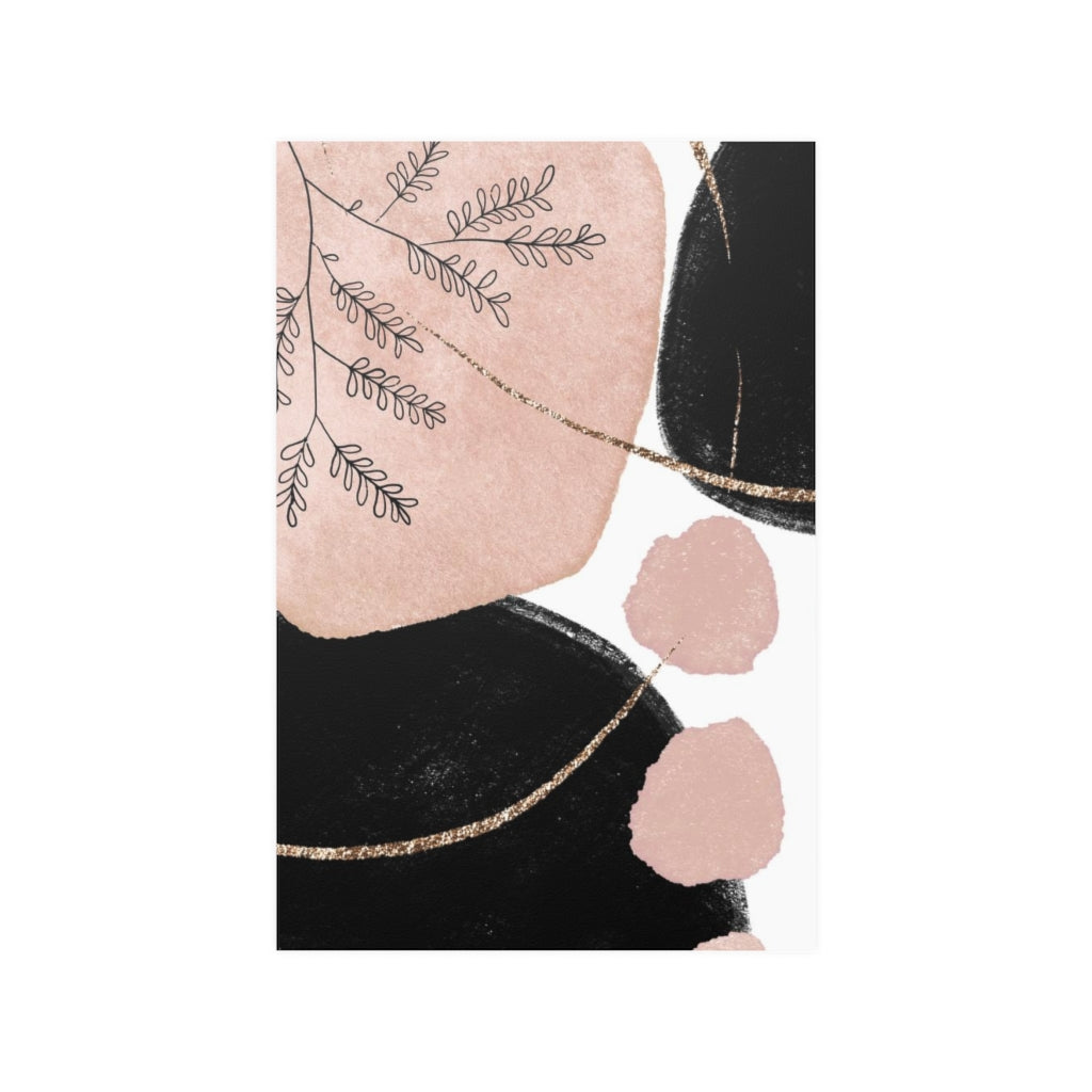 Abstract Boho Art Prints | Blush Pink Black