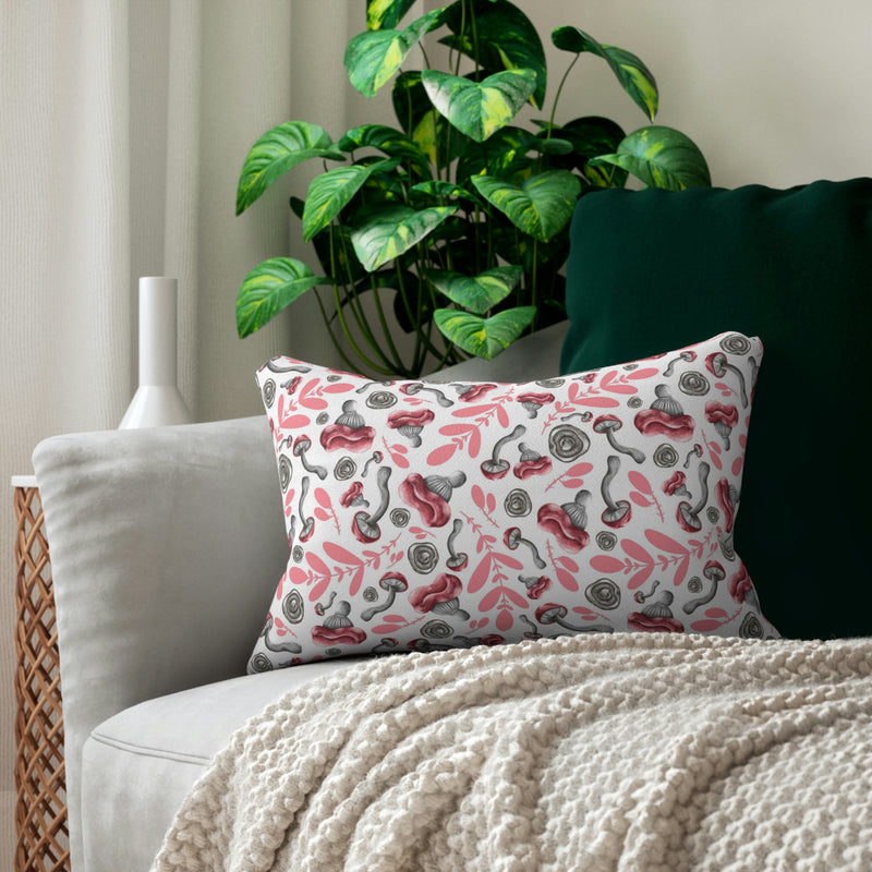 Mushroom Lumbar Pillow | White Pink Gray