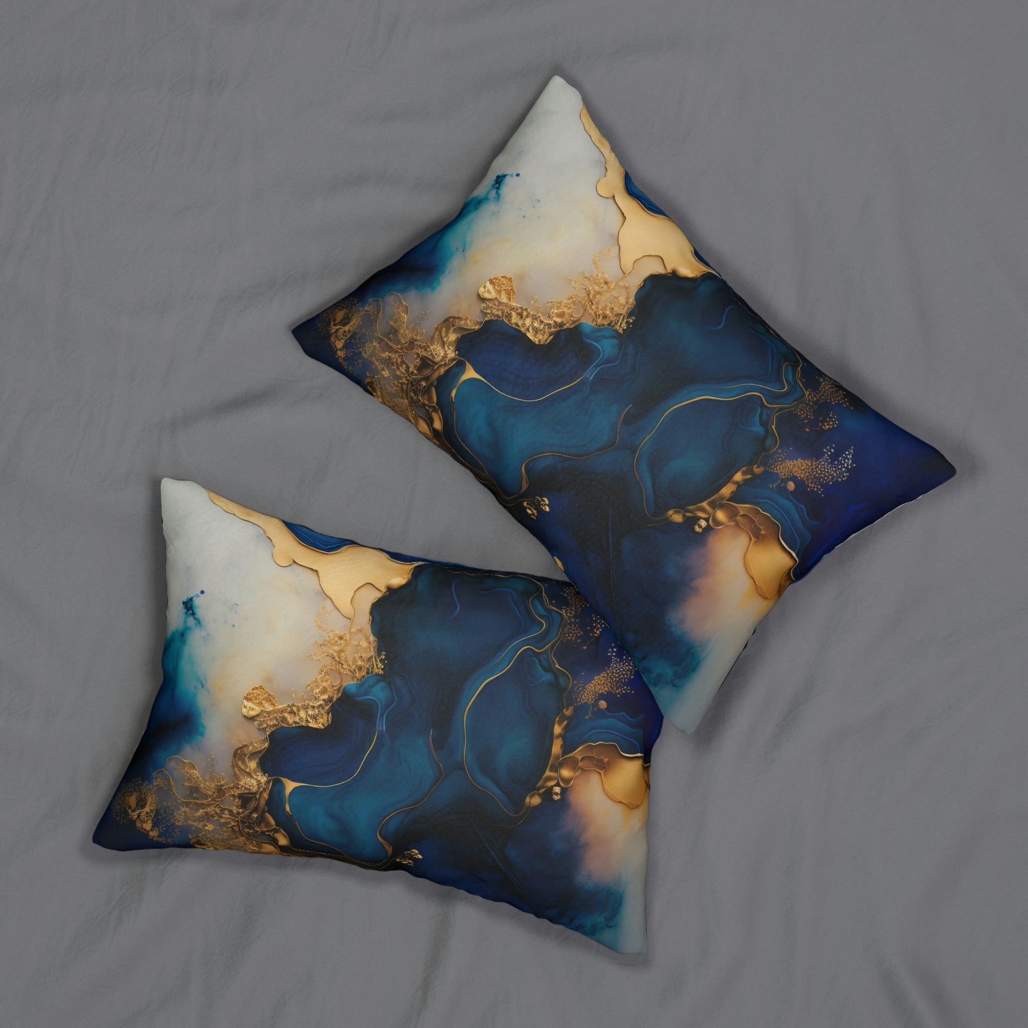 Lumbar Pillow | Abstract Navy Gold Beige