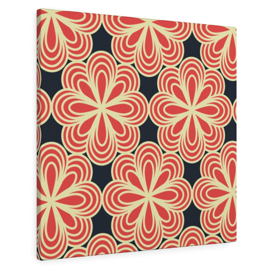 FLORAL CANVAS ART | Oriental Red Black Gold Flower