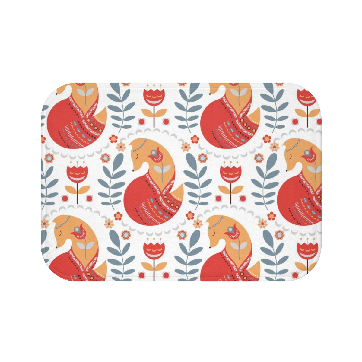 Christmas Bath Mat | Orange White Red Nordic Fox