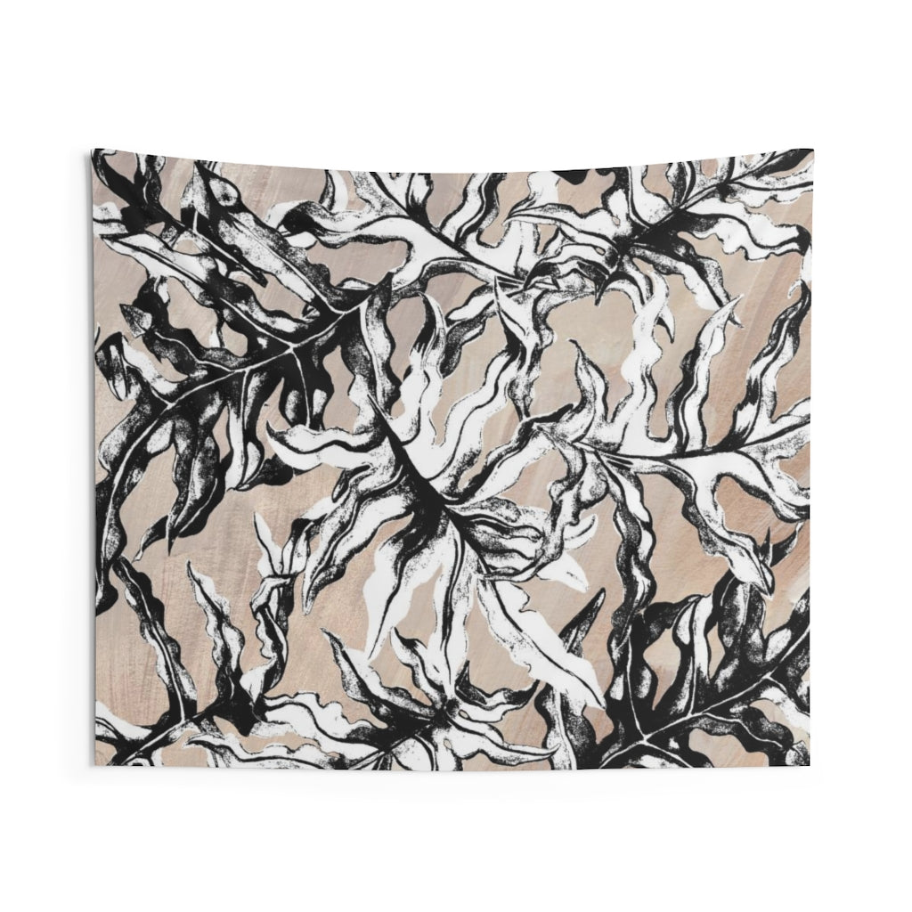 Floral Tapestry | Beige Black White