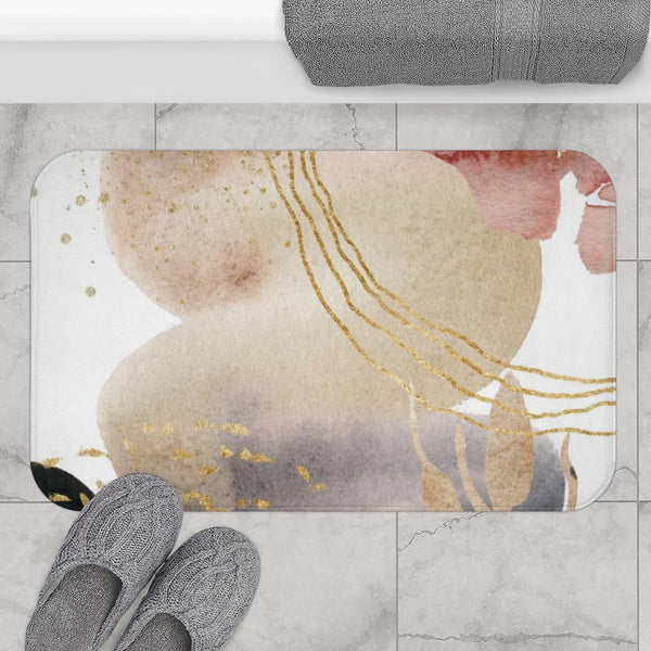 Abstract Bath Mat | Beige Gold Black