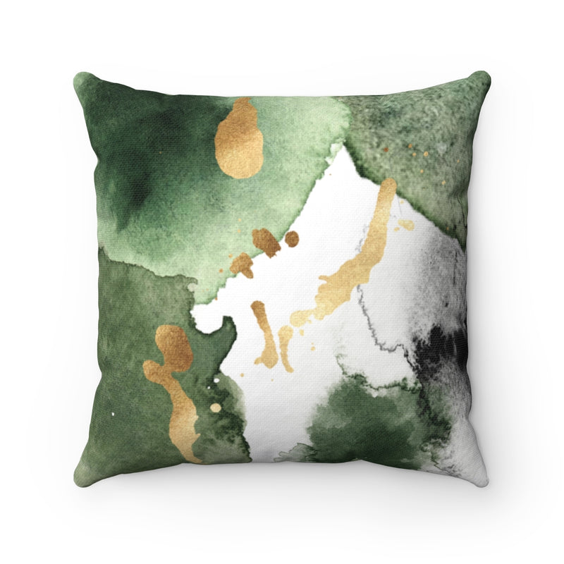 Abstract Boho Pillow Cover | Green Gold | Watercolor