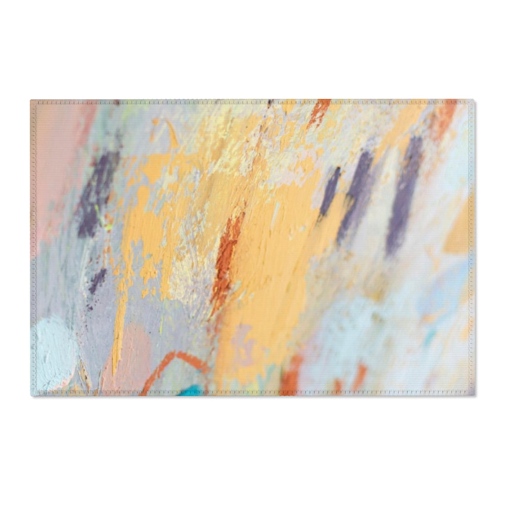 Abstract Area Rug | Yellow Blue Purple Gray Acrylic