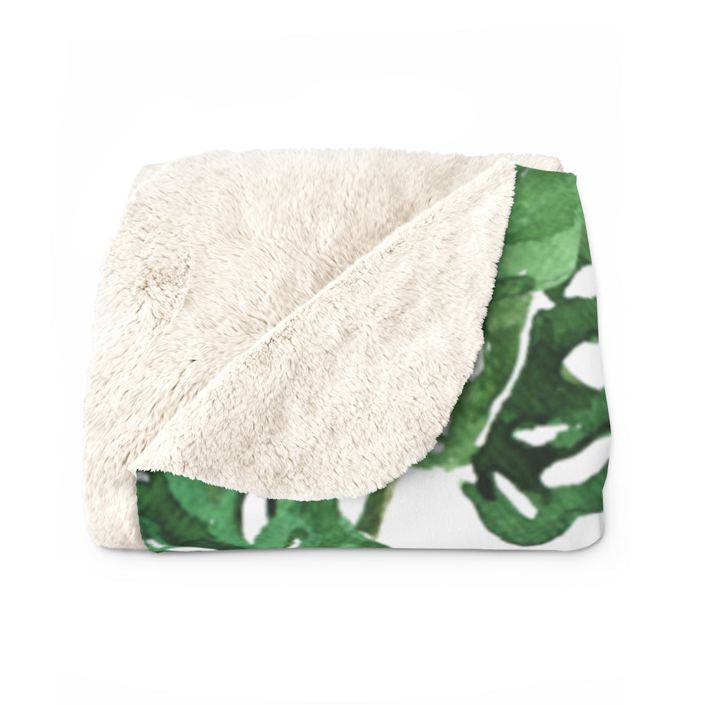 Monstera Leaves Floral Blanket