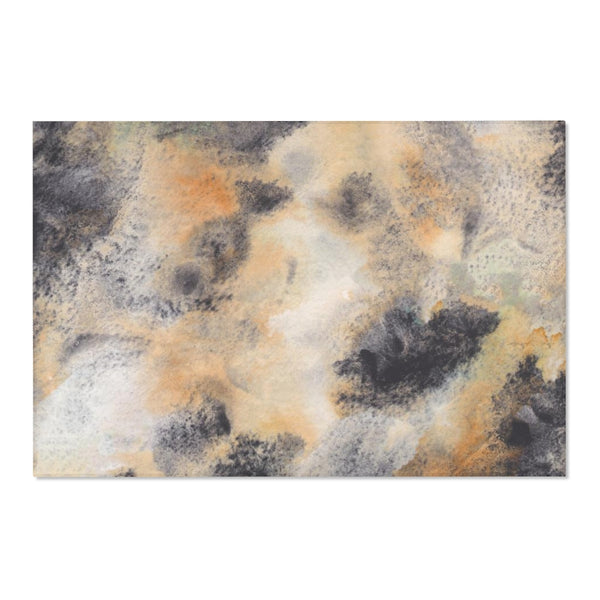 Abstract Area Rug | Black Gray Orange Ombre