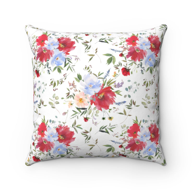 Floral Boho Pillow Cover |  White Pastel Red Blue Pink Green