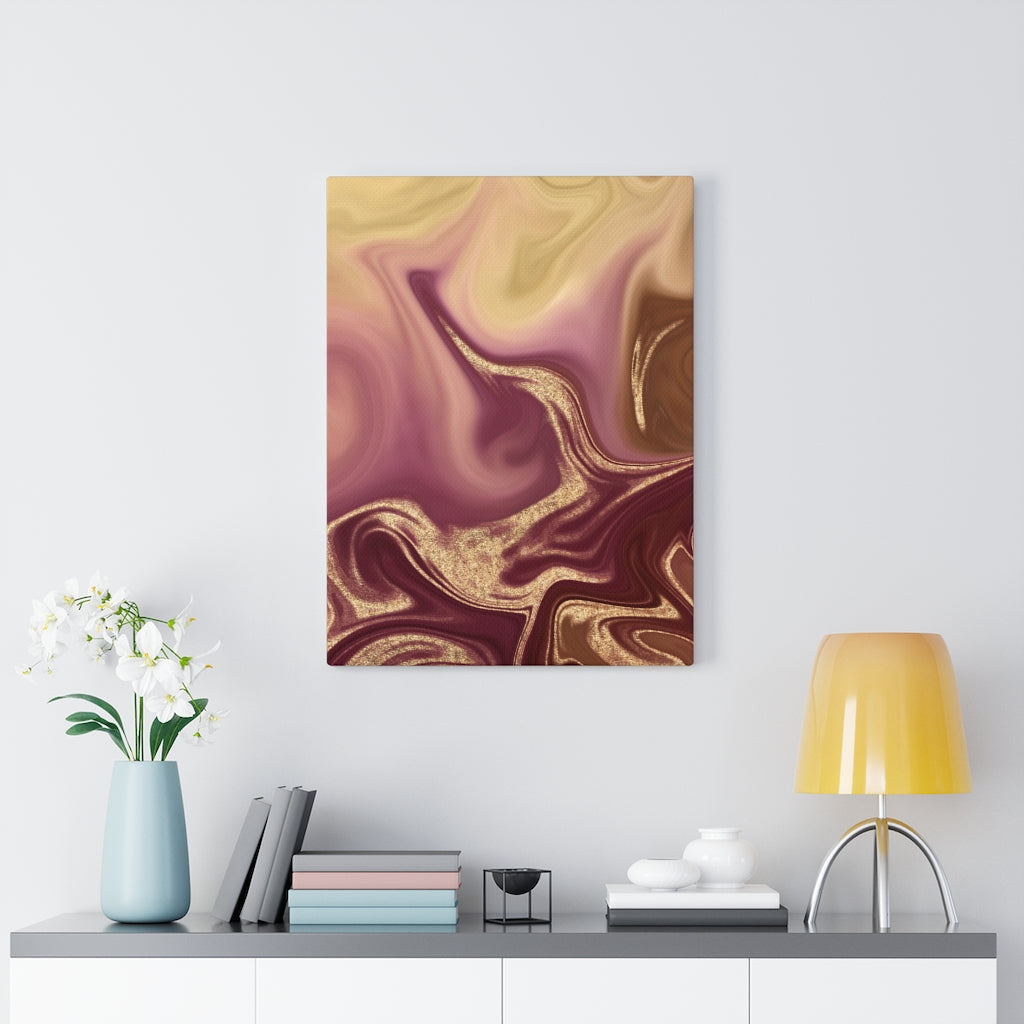 ABSTRACT WALL CANVAS ART | Burgundy Gold Marble