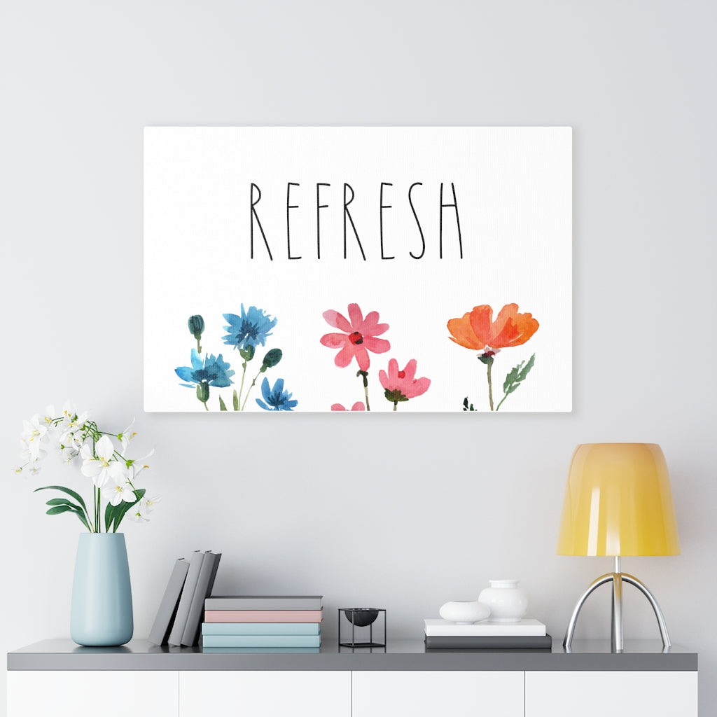 FLORAL WALL CANVAS ART | With Saying | Pink Blue Orange