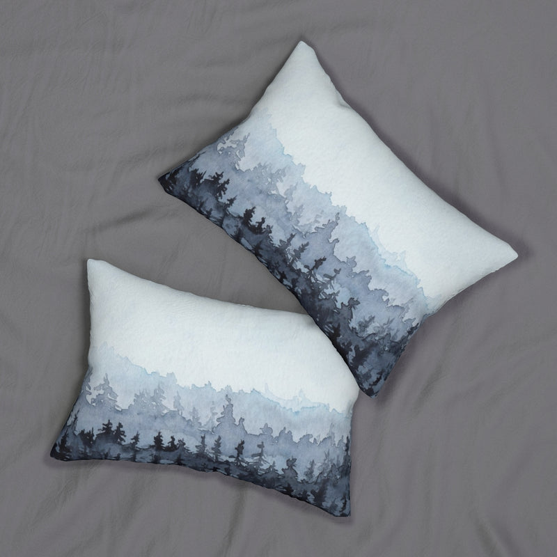 Mystical Boho Lumbar Pillow | Grey Blue Forest