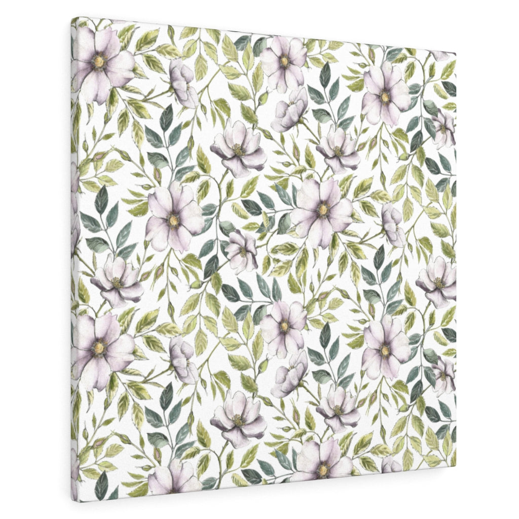 FLORAL CANVAS ART | White Green Purple