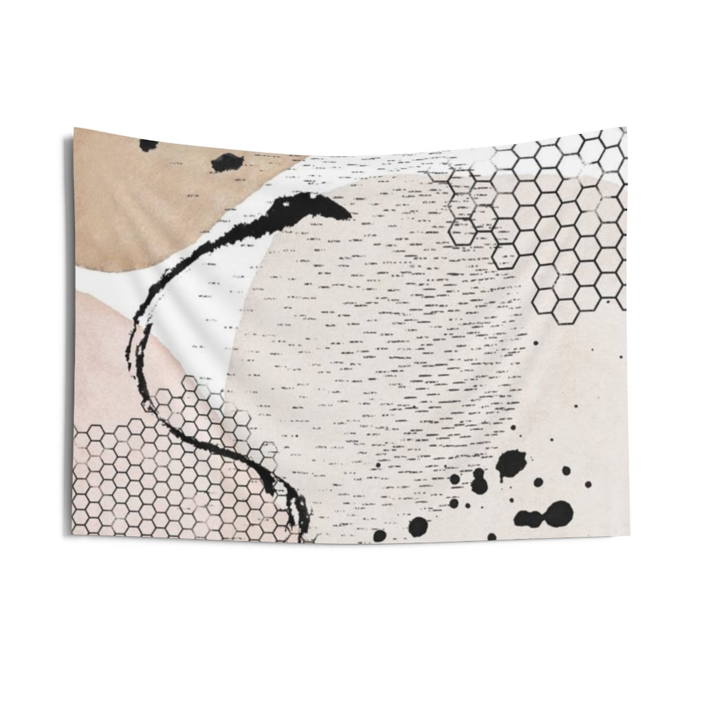 Abstract Tapestry | Beige Blush Pink Black