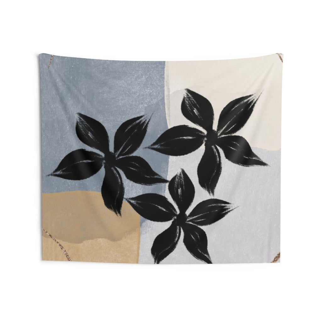 Floral Tapestry | Black Grey Beige Cream