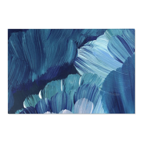 Abstract Area Rug | Pastel Blue Indigo Navy Acrylic