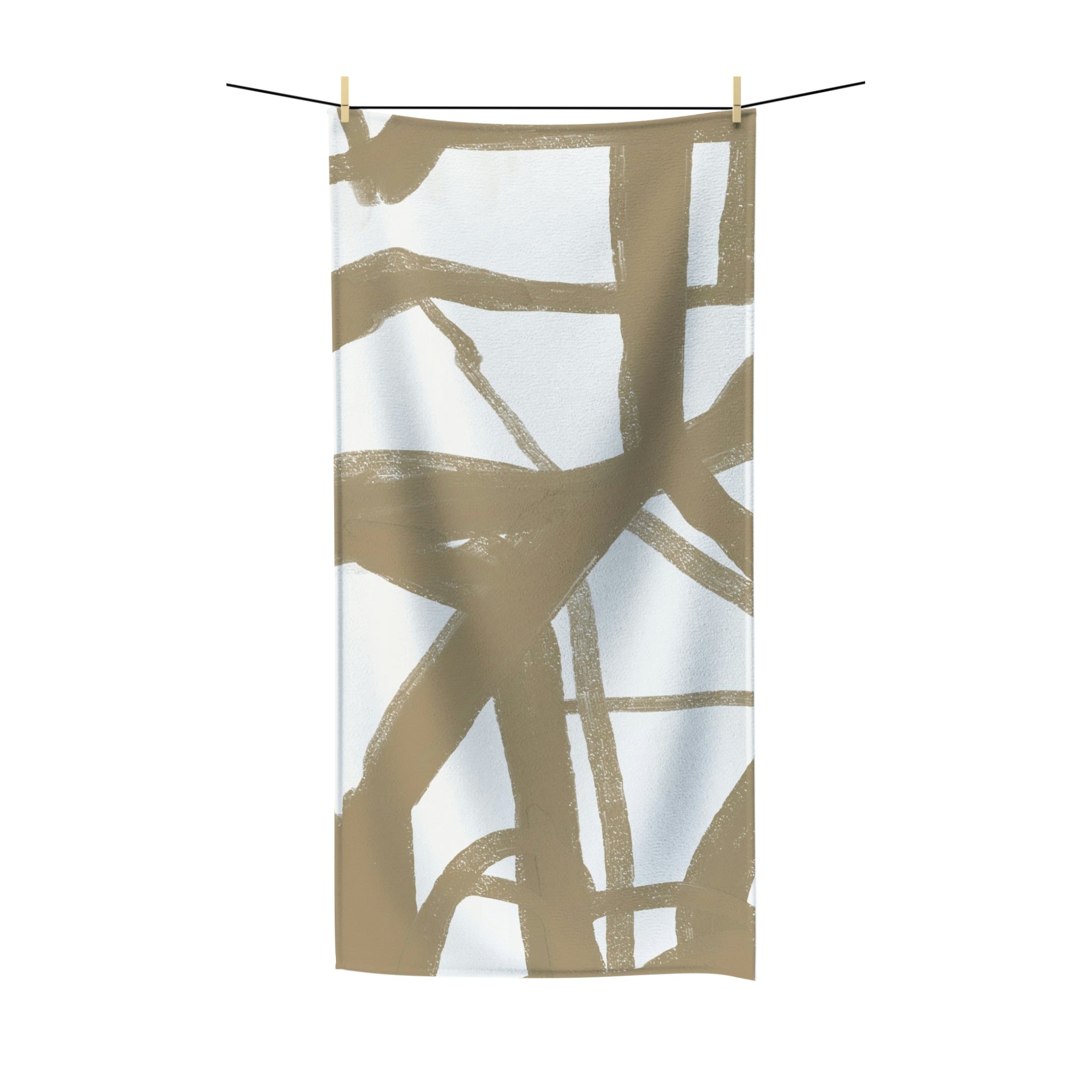 Abstract Boho Bath Towel | Beige White Minimalist