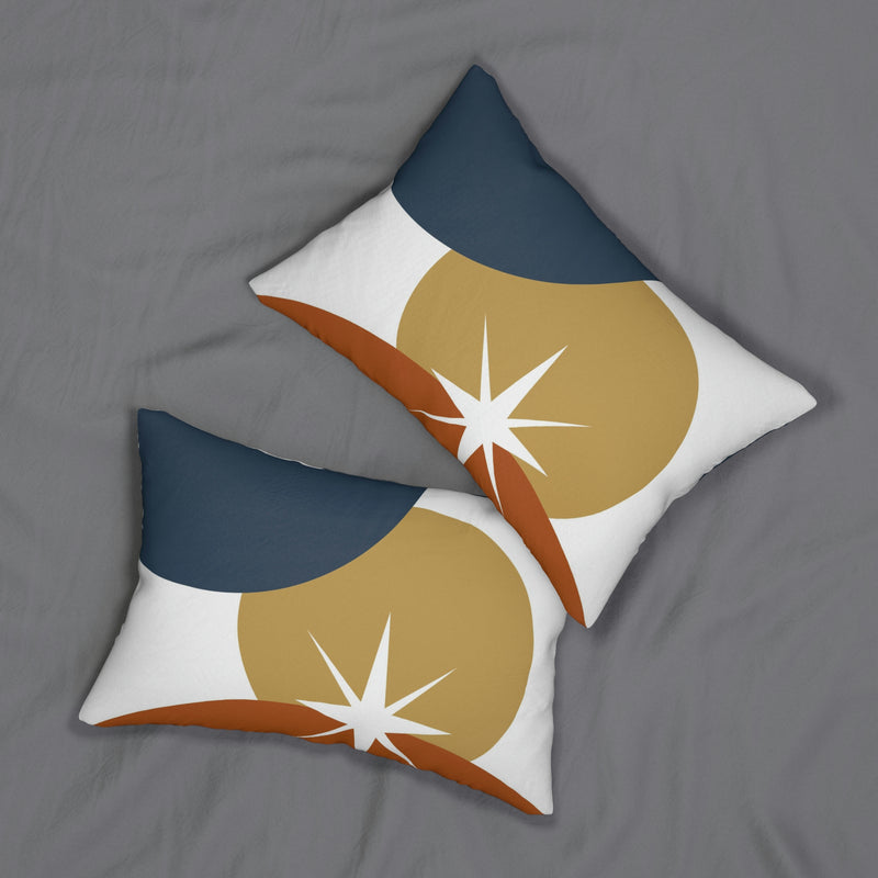 Mid Century Lumbar Pillow | Navy White Beige