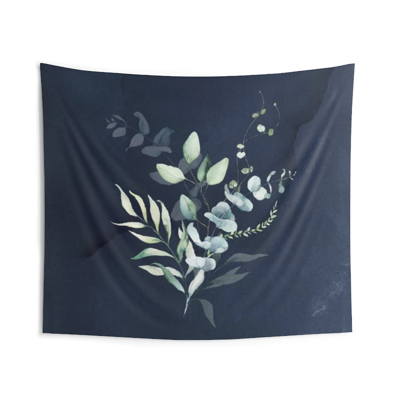 Floral Tapestry | Navy Blue Eucalyptus Leaves