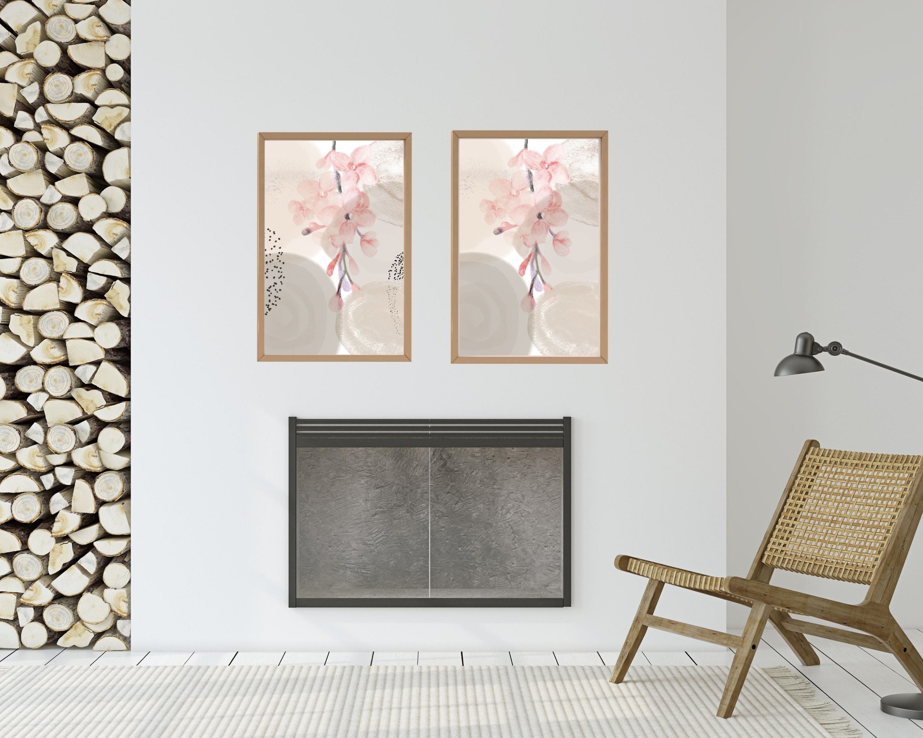 Abstract Boho Art Prints | Blush Pink Cream Floral