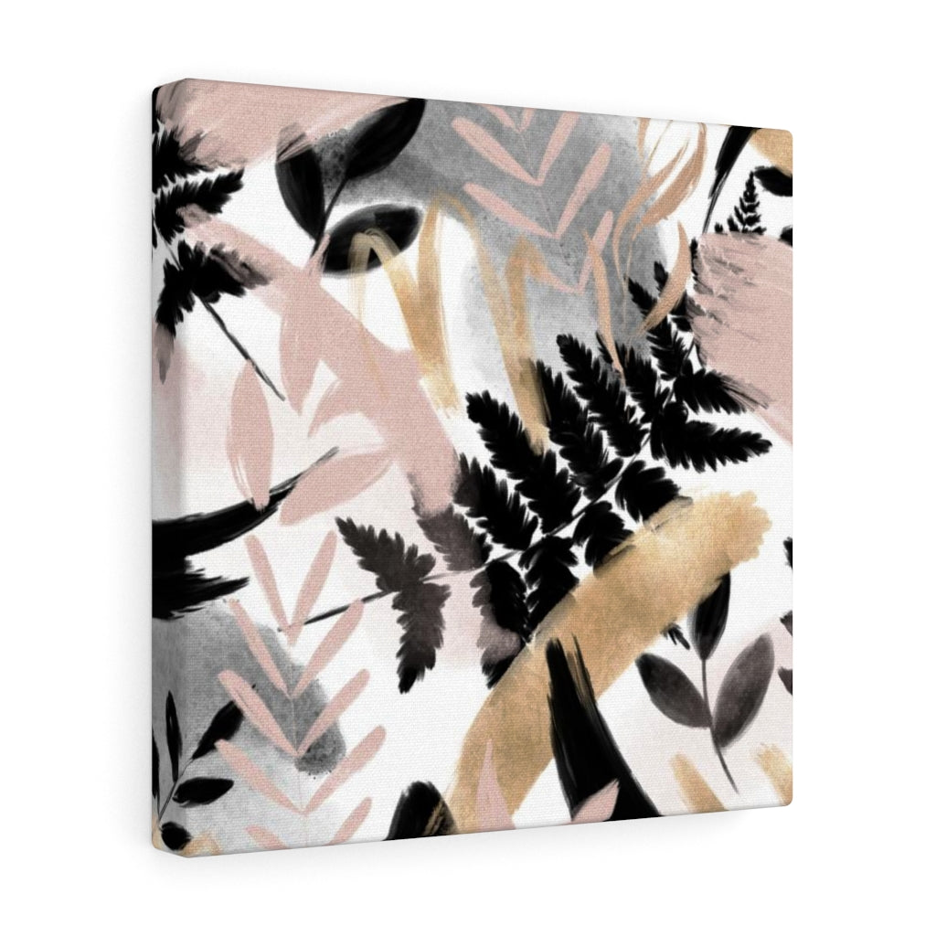 FLORAL WALL CANVAS ART | White Gold Black Pink