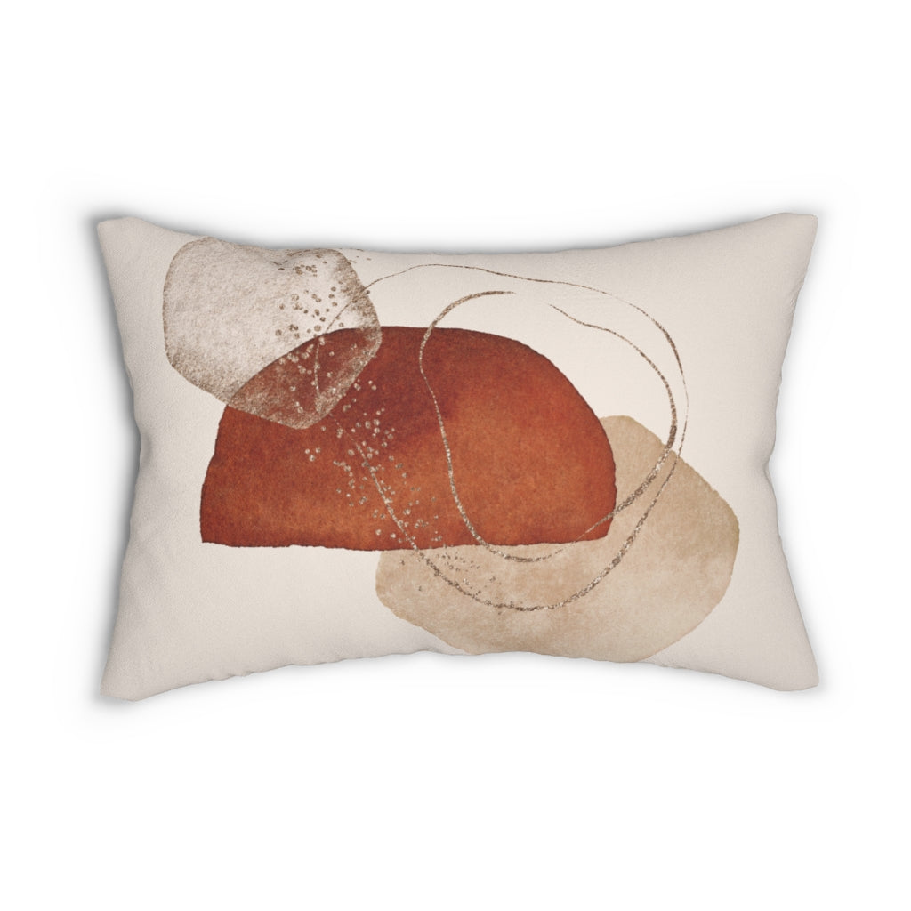 Abstract Boho Lumbar Pillow | Beige Rust Brown