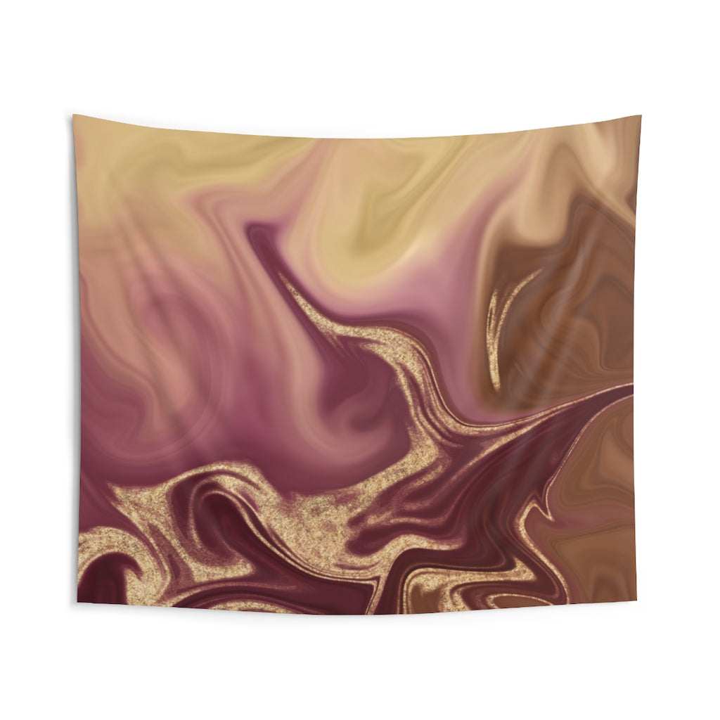 Abstract Tapestry | Wine Red Gold