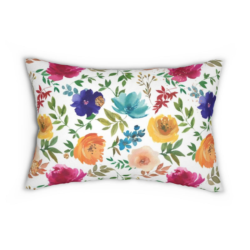 Floral Boho Lumbar Pillow | Rainbow Rose