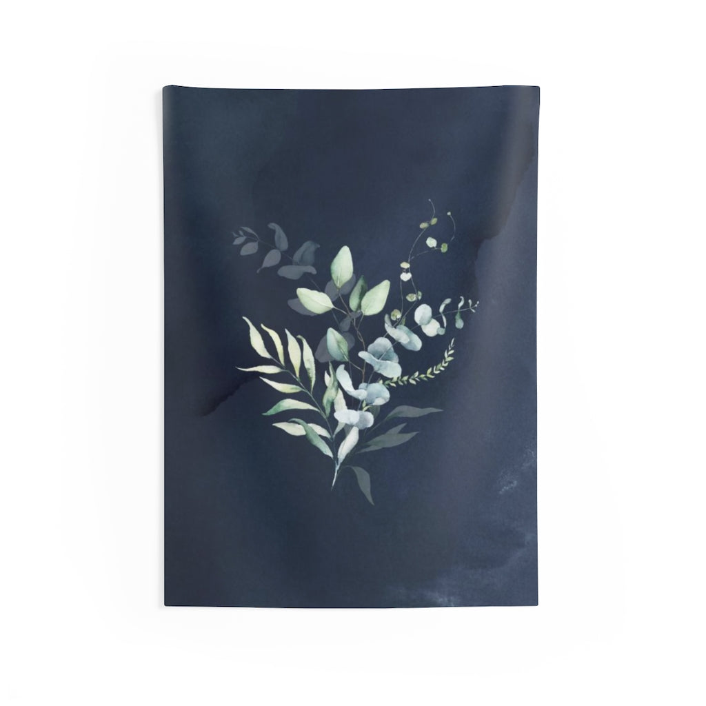 Floral Tapestry | Navy Blue Eucalyptus Leaves