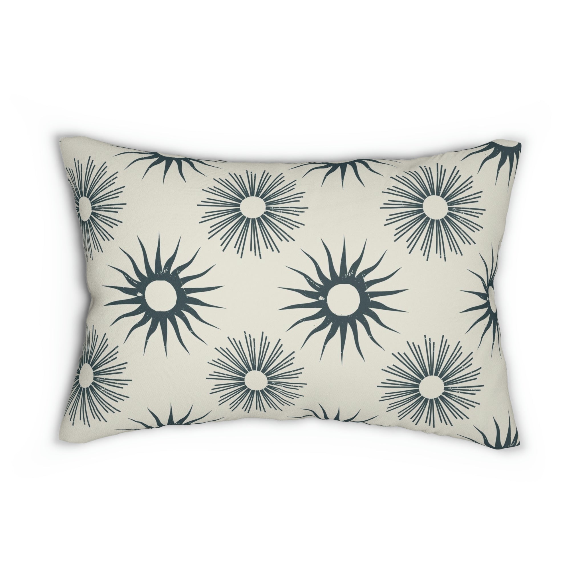 Retro Boho Lumbar Pillow | Neutral Beige, Sunburst