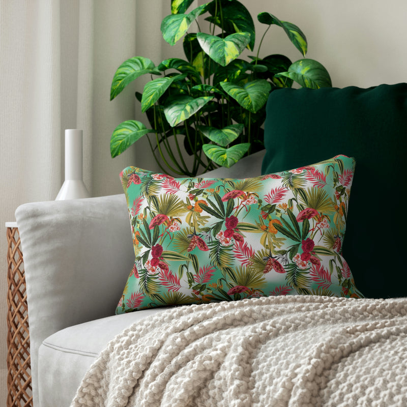 Boho Lumbar Pillow | Sage Green Pink, White