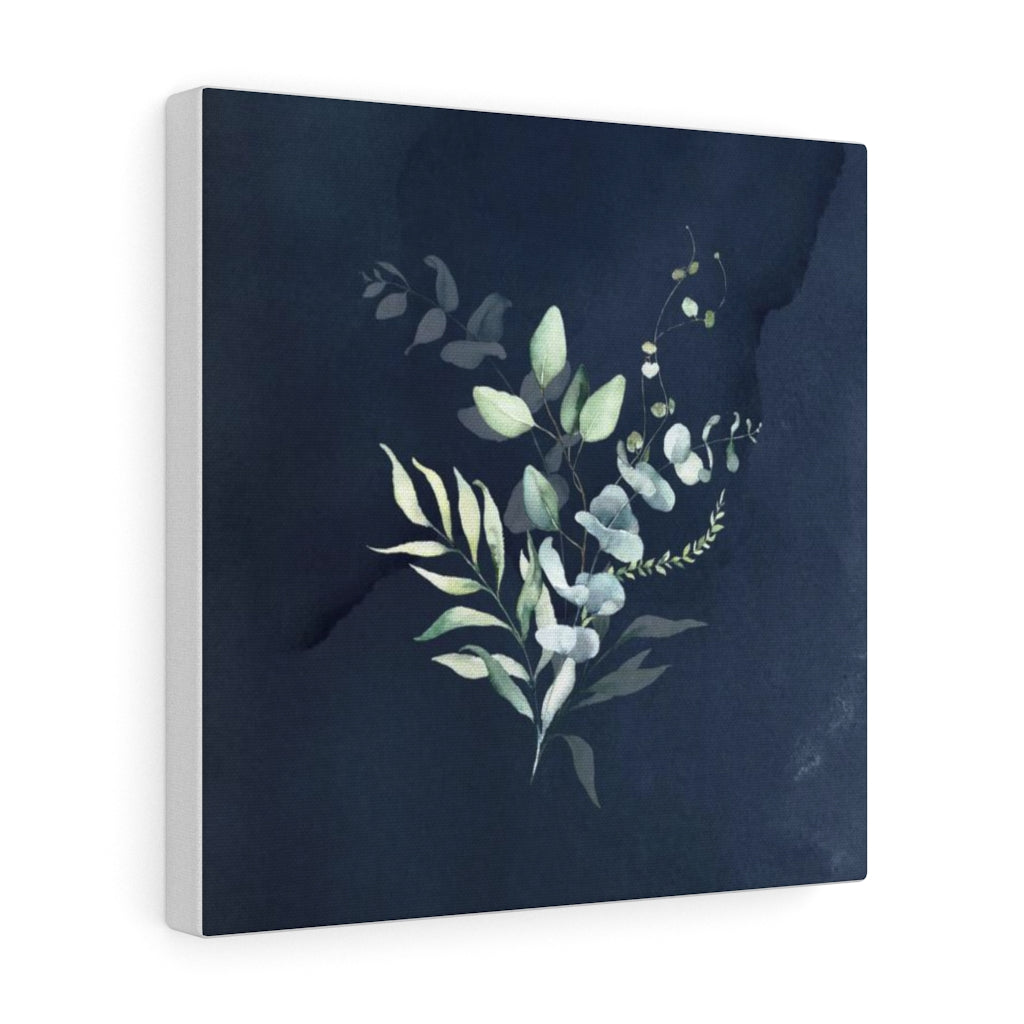 FLORAL WALL CANVAS ART | Navy Blue Green Eucalyptus