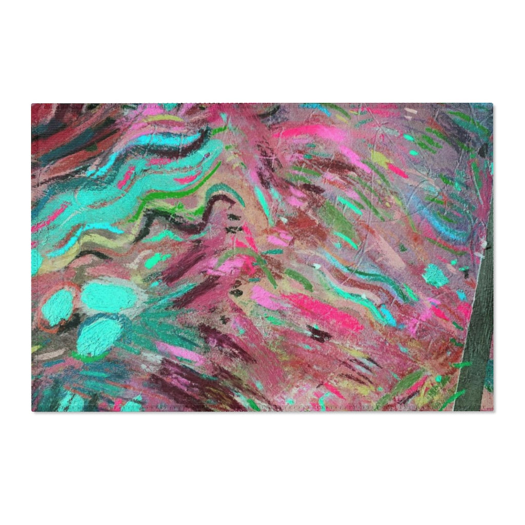 Abstract Area Rug | Pink Green Teal Acrylic