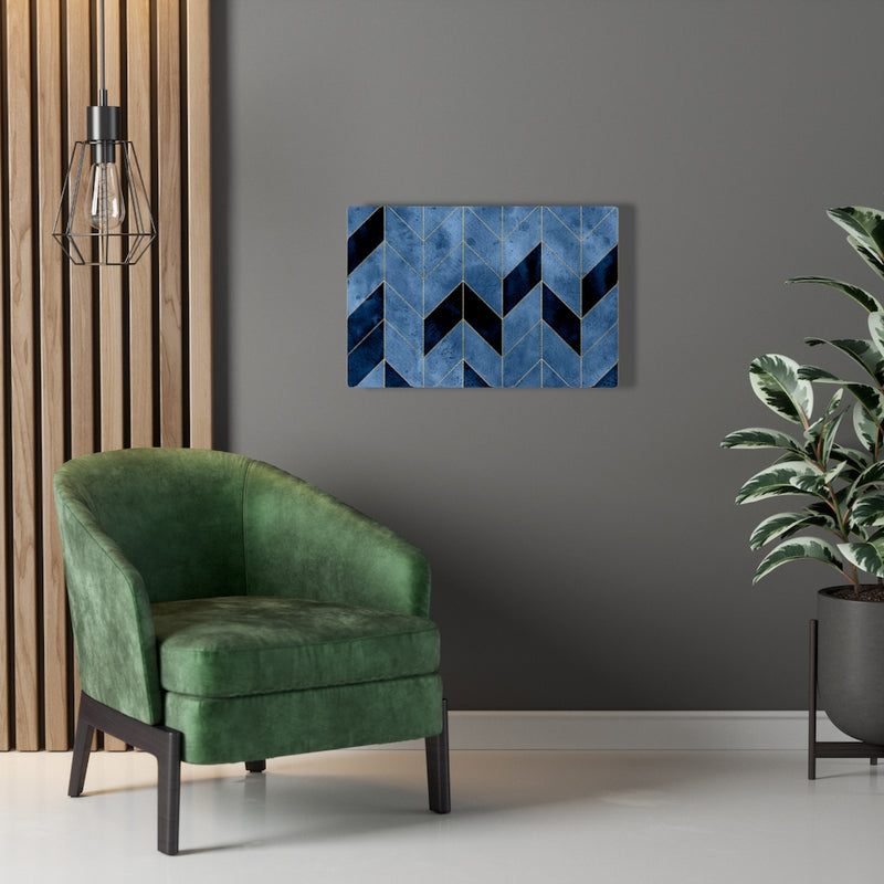 ABSTRACT WALL CANVAS ART | Black Gold Blue