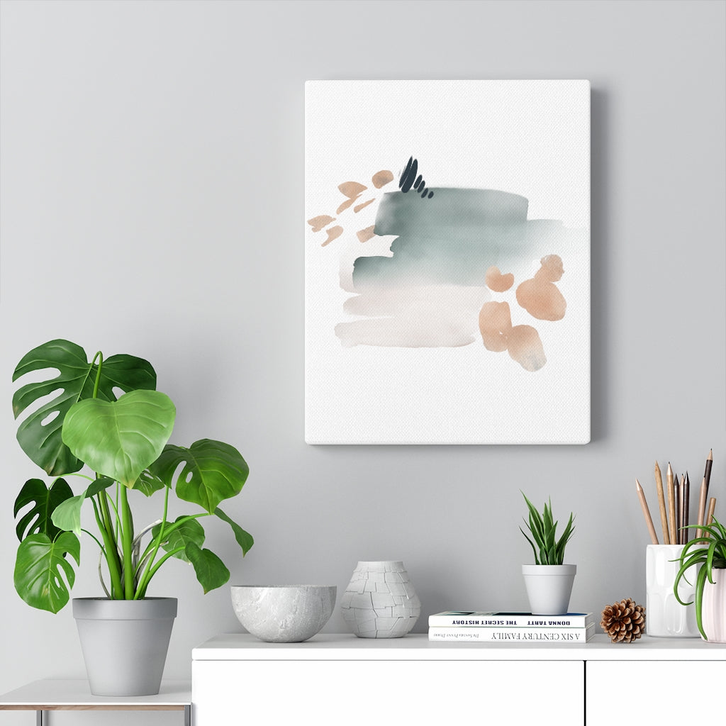 Abstract Canvas Art | Grey White Blush Pink