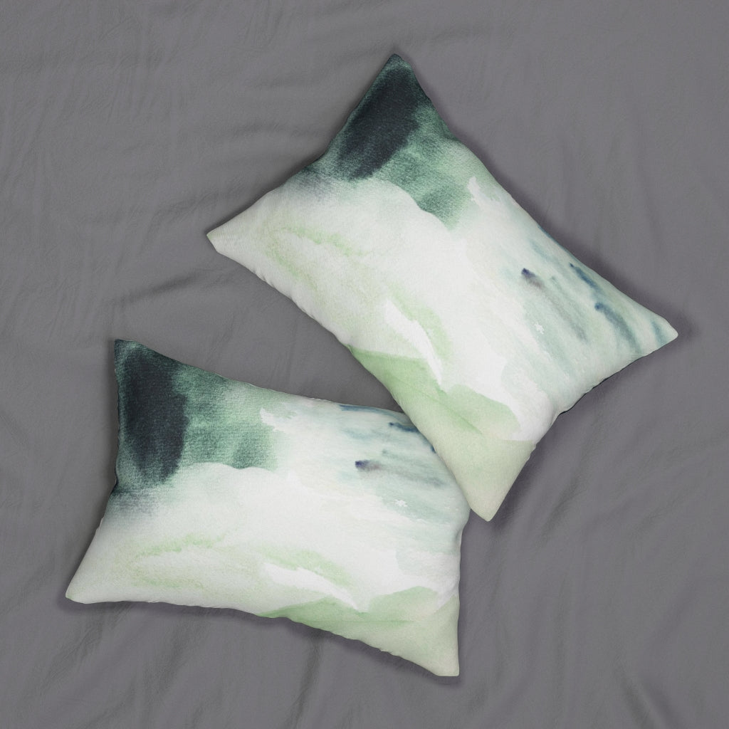 Abstract Boho Lumbar Pillow | Green White