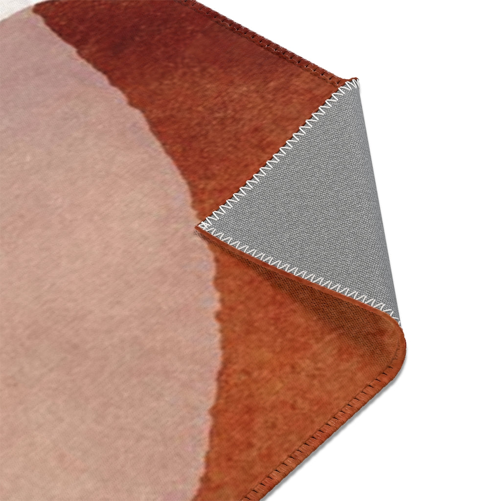 Abstract Area Rug |  Rust Cream Burnt Orange