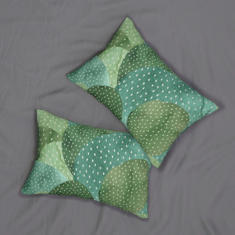 Abstract Boho Lumbar Pillow | Green Cactus