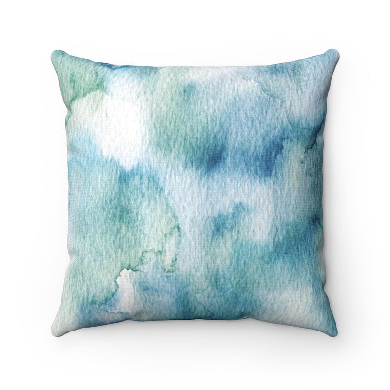 Abstract Boho Pillow Cover | White Teal Blue