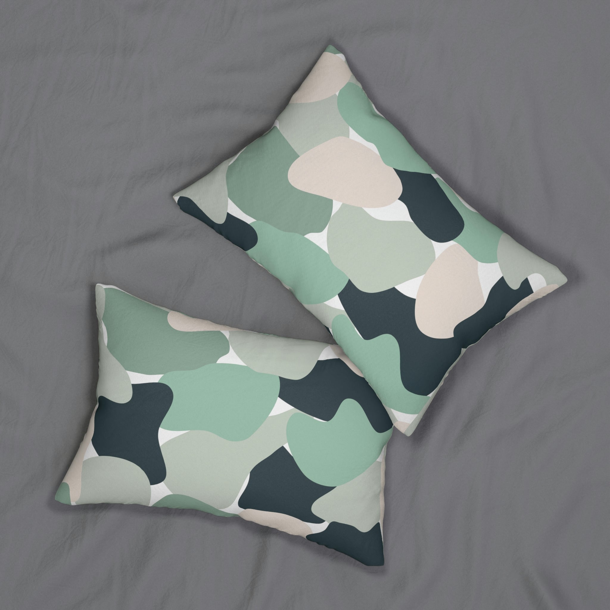 Abstract Lumbar Pillow | Sage Green, Blush Pink