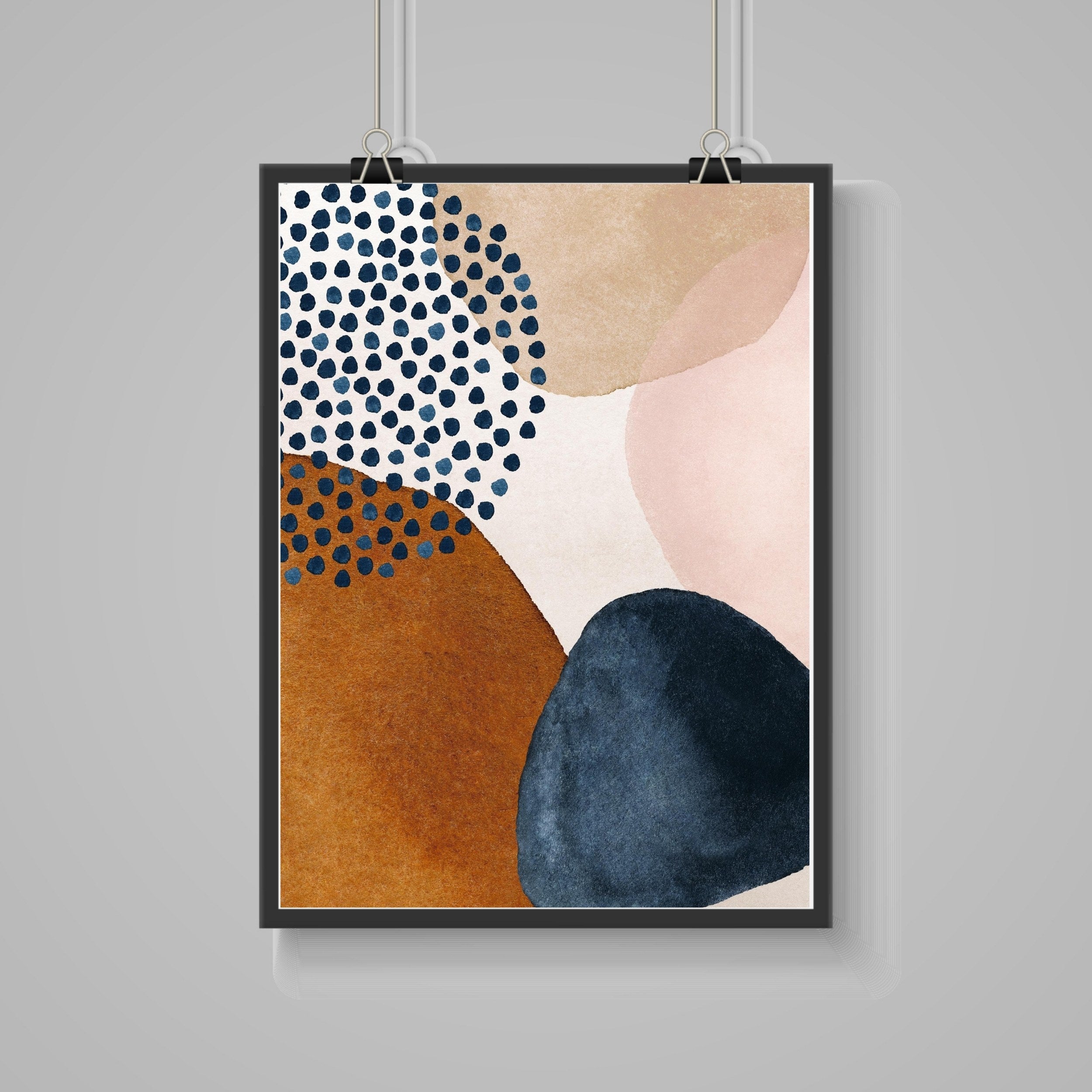 Navy Rust Beige Abstract Art