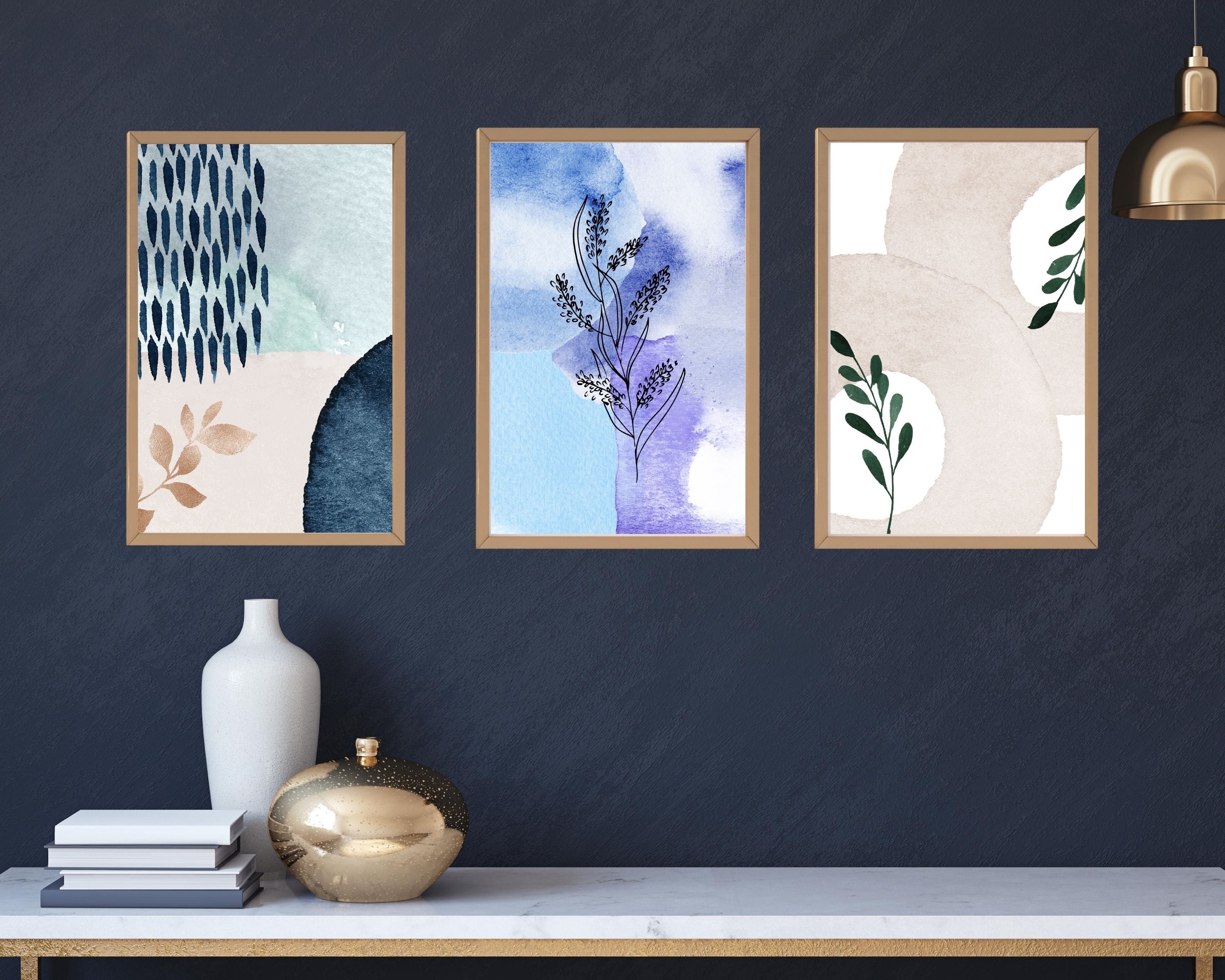 Abstract Boho Art Prints | Blue Lavender Floral