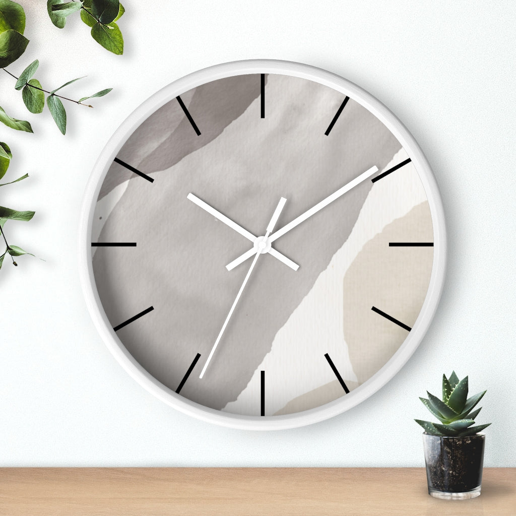 Wood,  Wall Clock, Gray Black 10"