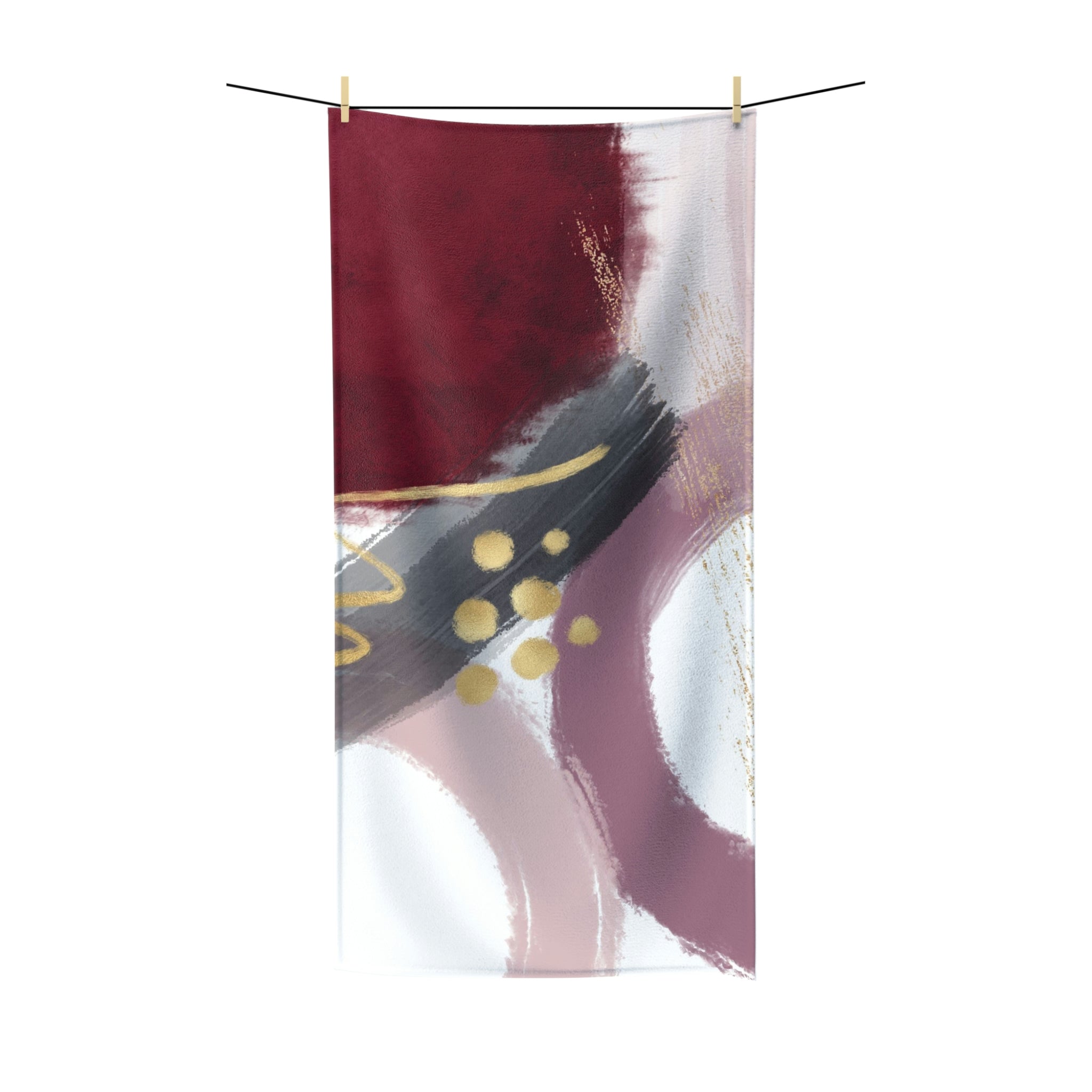 Abstract Boho Bath Towel | Burgundy Mauve Pink