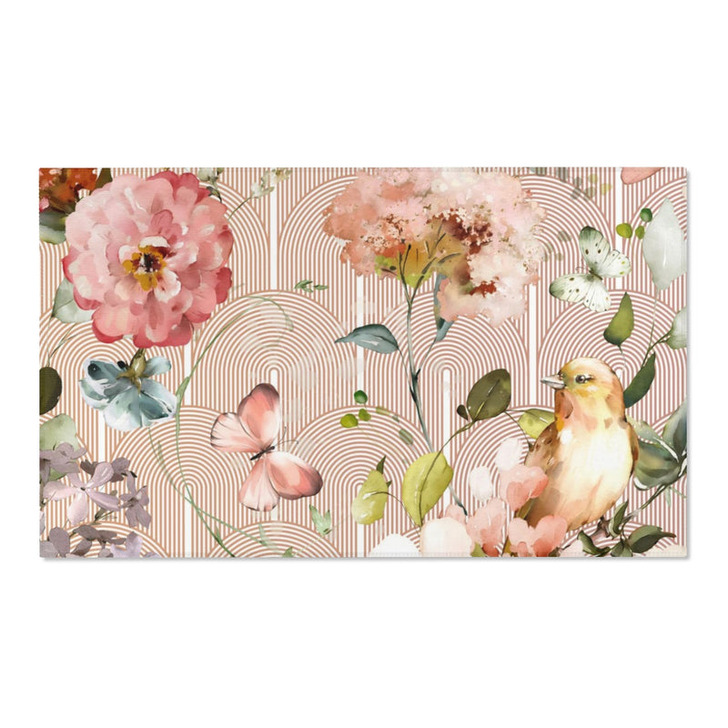 Floral Area Rug | Blush Pink Peach Blossoms