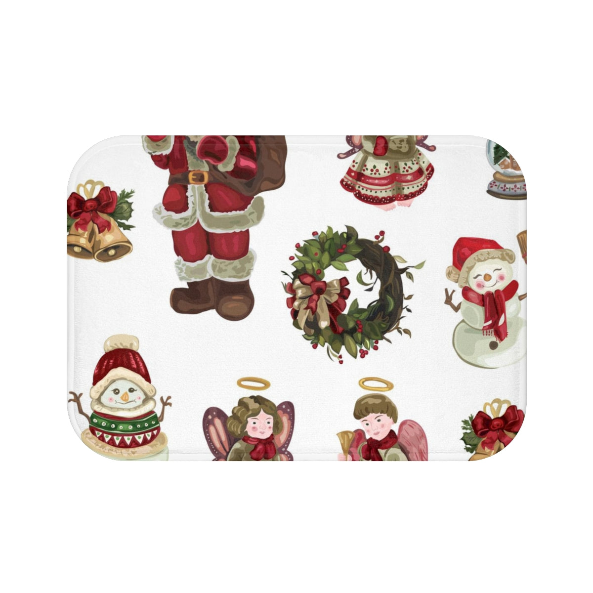 Christmas Bath Mat | Santa Claus Winter Wreath