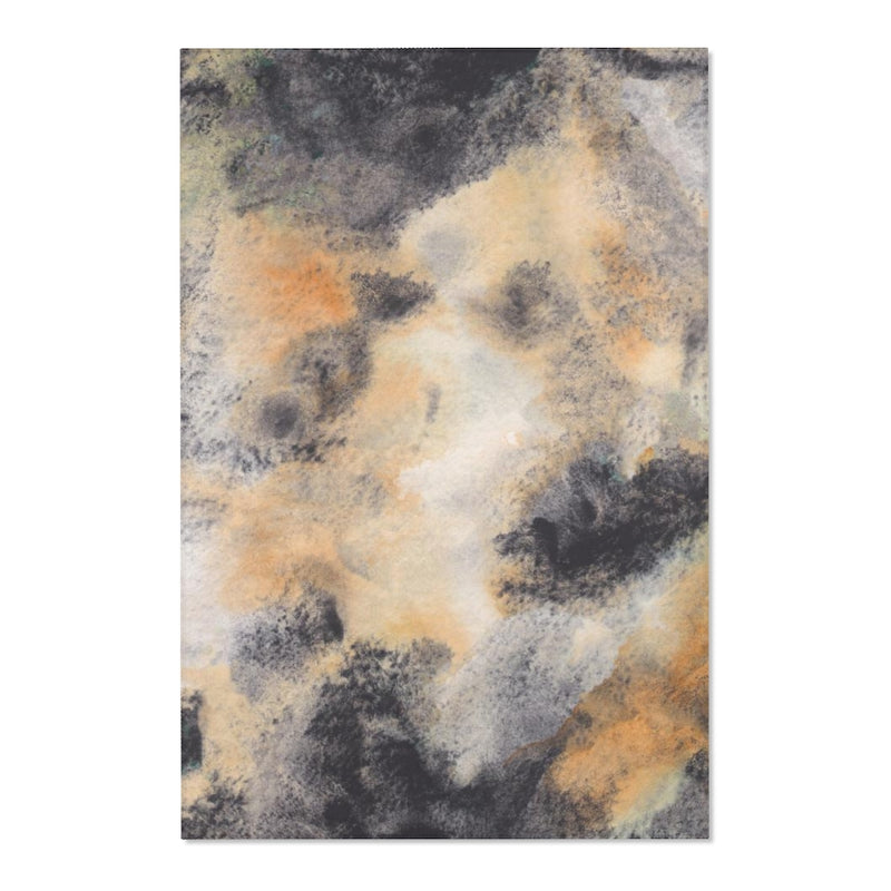 Abstract Area Rug | Black Gray Orange Ombre