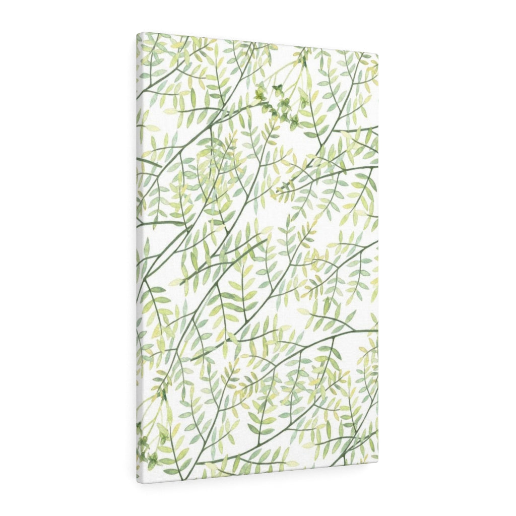 FLORAL WALL CANVAS ART | White Green Yellow Leaves