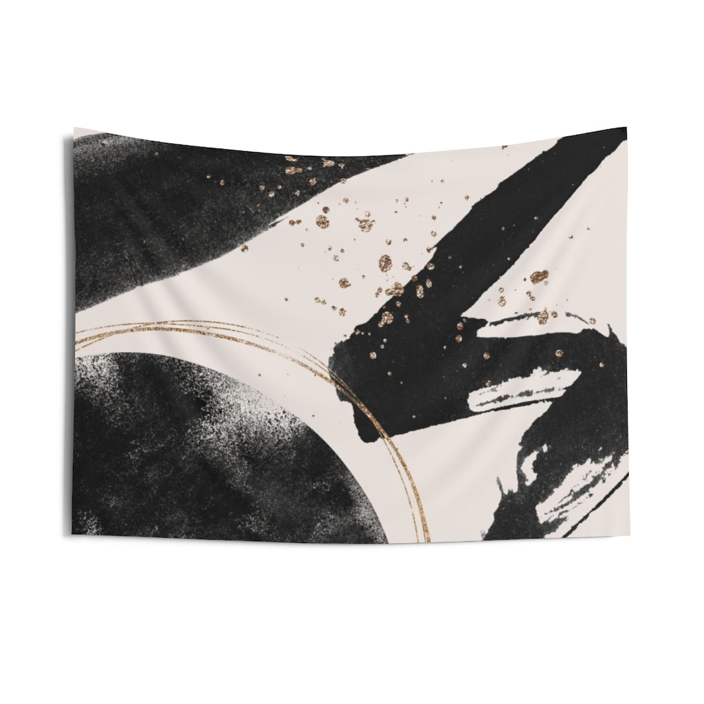 Abstract Tapestry | Beige Black Gold