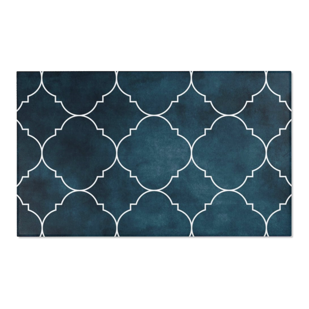 Art Deco Area Rug | Distressed Blue