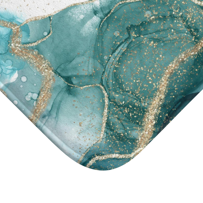Marble Bath Mat | Teal Non Foil Gold